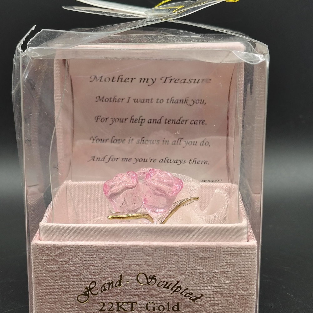 Pink Rose Gold-Plated Glass Rose Gift